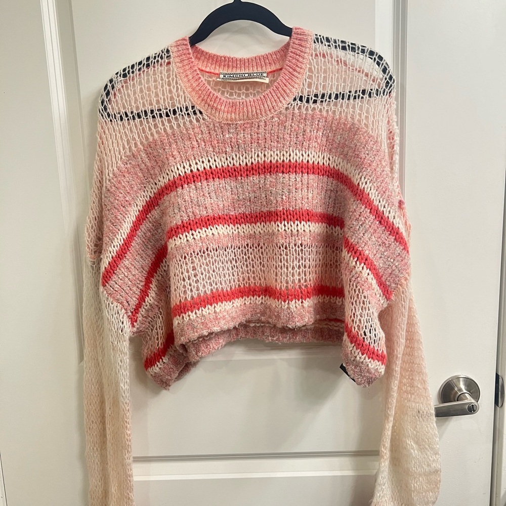 UO Urban Outfitters KIMCHI BLUE Pink and Cream Striped Sweater Size Medium